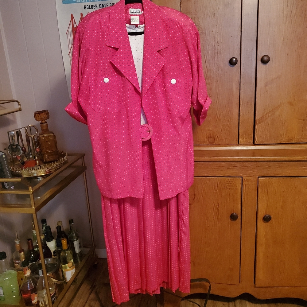 Women's Dress Jacket Vintage Leslie Fay Magenta